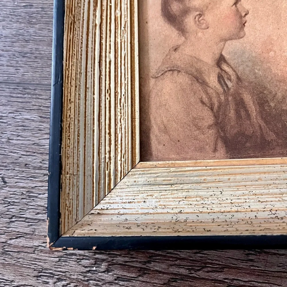 Vintage Gold and Black Framed Portrait - Sidney Bell”Charlotte “ 6/8 Inch